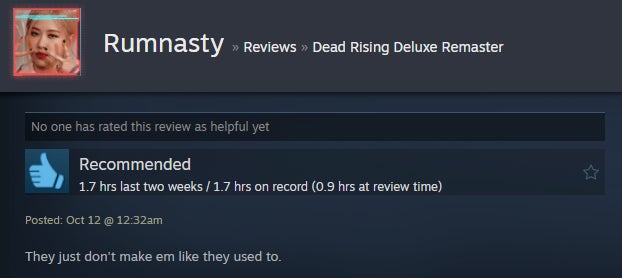 Image from the Dead Rising Deluxe Remastered article, as described in the Steam review